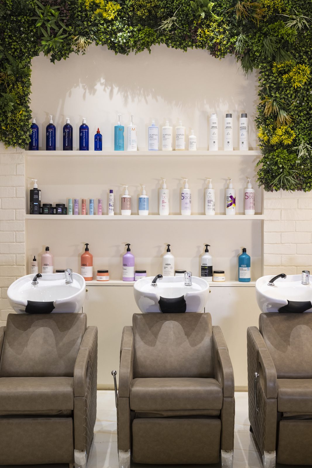 Styling stations with warm lighting