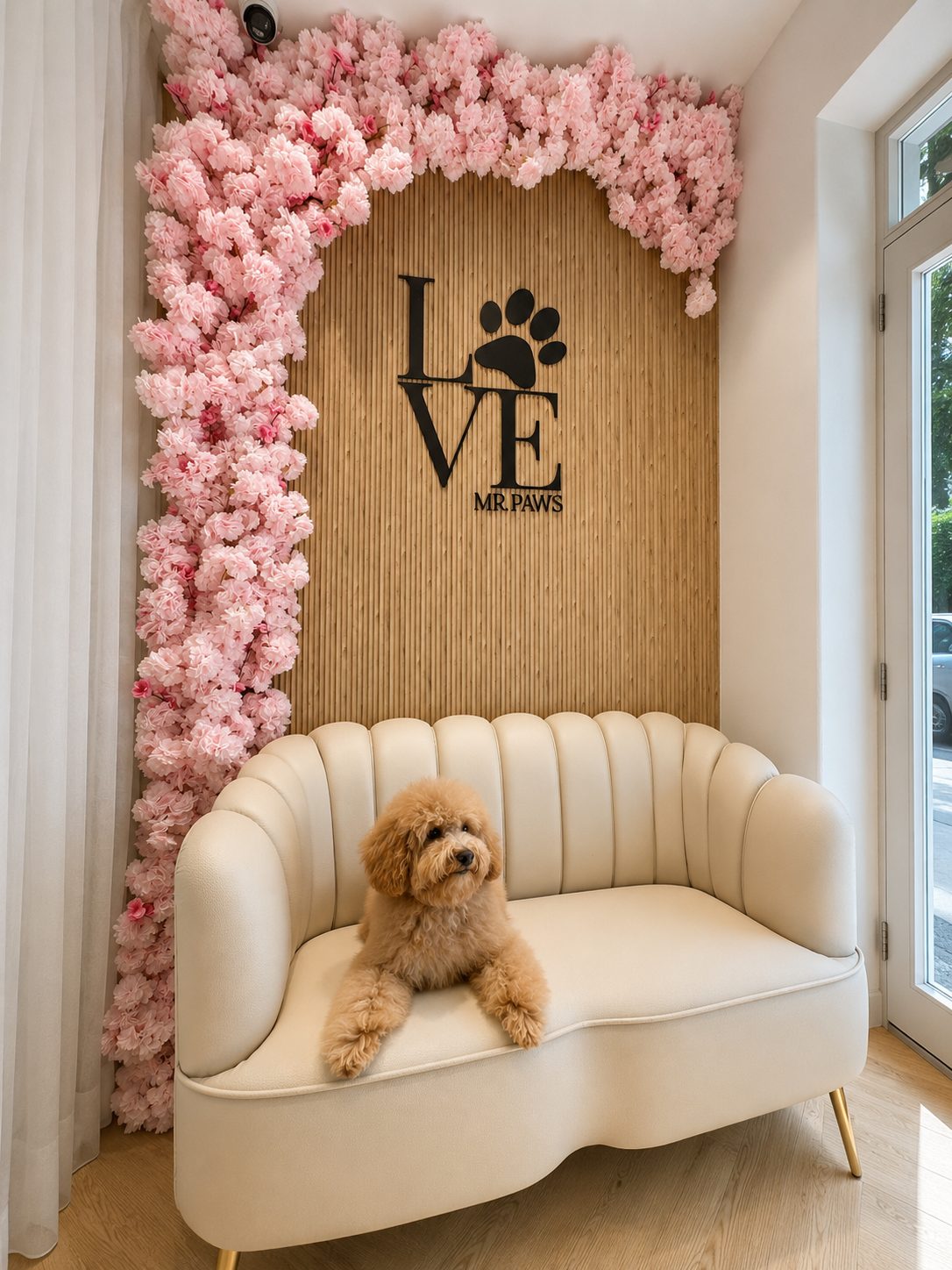 Display — arched and playful.